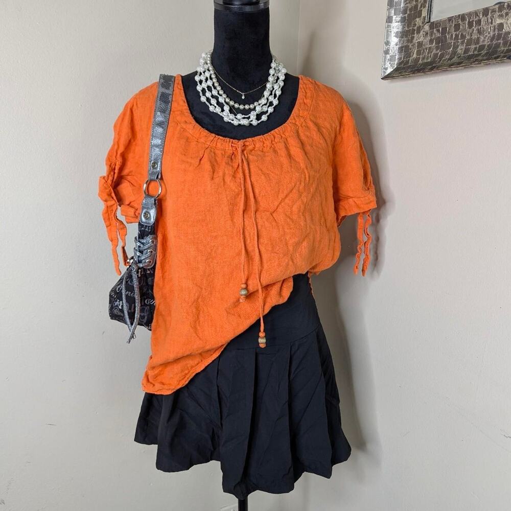 Orange linen blouse xl